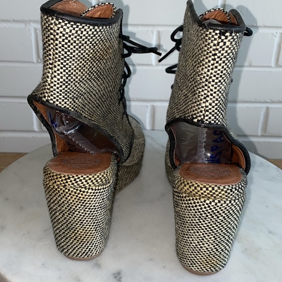 JEFFREY CAMPBELL Handmade IBIZA LAST Platform Ankle Booties Lace-Ups Size 8 - Picture 5 of 17